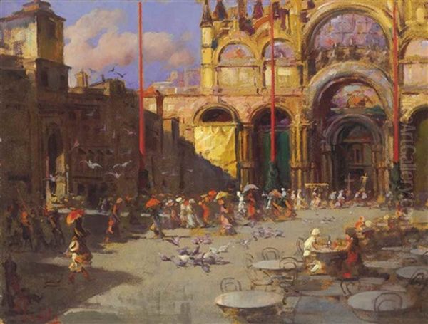 Piazza San Marco, Venice Oil Painting by Vincenzo Irolli