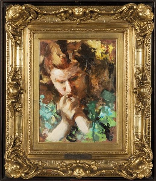 Ritratto Di Ragazza Con Vestito Verde Oil Painting by Vincenzo Irolli