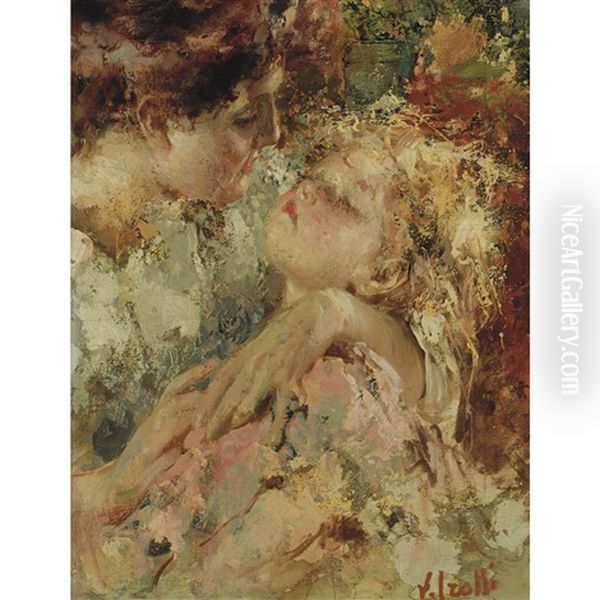 A Mother's Love Oil Painting by Vincenzo Irolli