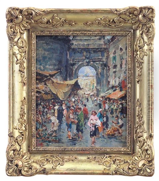 Mercatino Partenopeo Oil Painting by Vincenzo Irolli