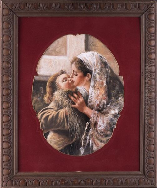 Italienische Mutter, Ihr Kind Kussend Oil Painting by Vincenzo Irolli