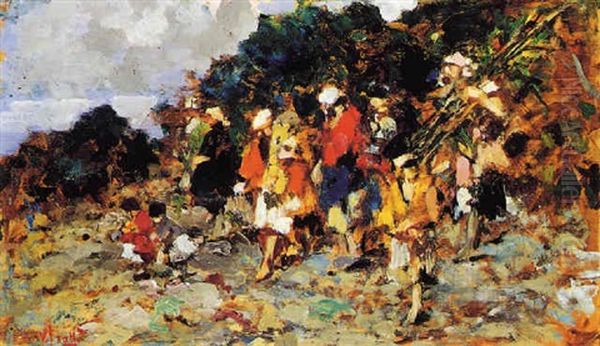 Festa Di Montevergine Oil Painting by Vincenzo Irolli