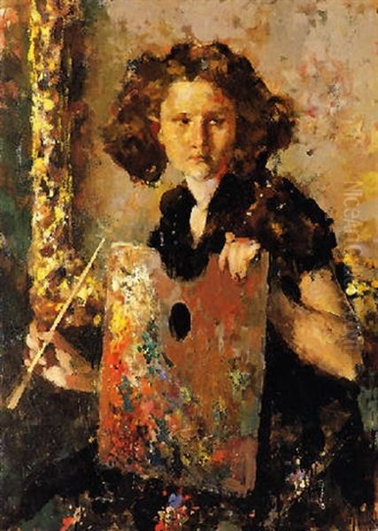 La Giovane Pittrice Oil Painting by Vincenzo Irolli