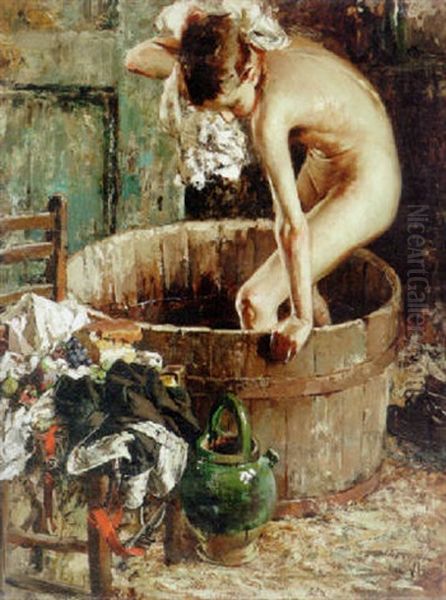 Bathing Oil Painting by Vincenzo Irolli