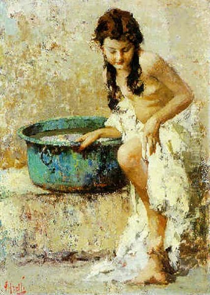 Bambina Dopo Il Bagno Oil Painting by Vincenzo Irolli