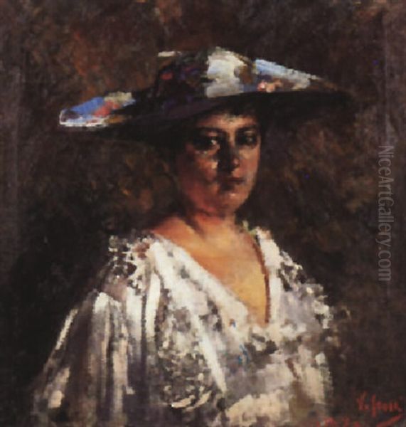 Vemme Au Grand Chapeau Oil Painting by Vincenzo Irolli