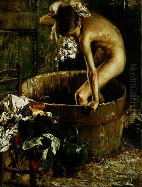 Bathing Oil Painting by Vincenzo Irolli