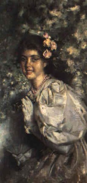 Ragazza Con Cannocchiale Oil Painting by Vincenzo Irolli