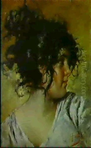 Giovane Napoletana Oil Painting by Vincenzo Irolli