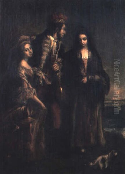 Lady Bruce Of Symbister, Her Daughter Lady Emilia And Captain Henderson... Oil Painting by John Irvine