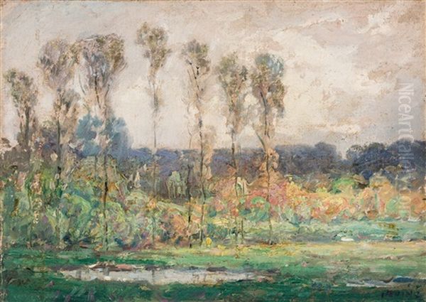 Landscape W/poplars Oil Painting by Wilson Henry Irvine