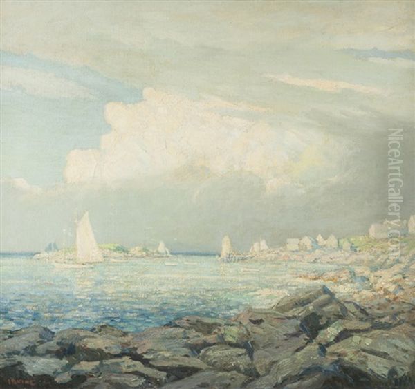 Sailboats In A Bay Oil Painting by Wilson Henry Irvine