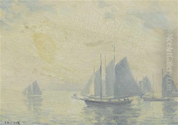 A Harbor Scene Oil Painting by Wilson Henry Irvine