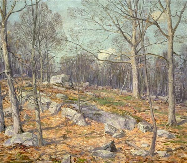 Late Autumn Landscape (+ Winter Landscape, Verso) Oil Painting by Wilson Henry Irvine