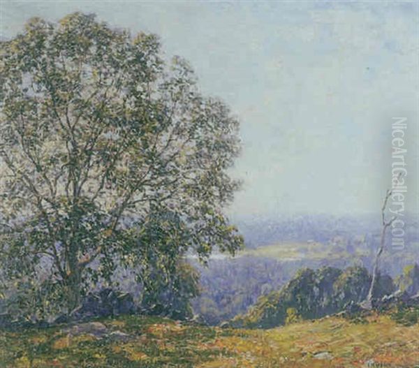 Trees On A Hillside Overlooking A Valley Oil Painting by Wilson Henry Irvine