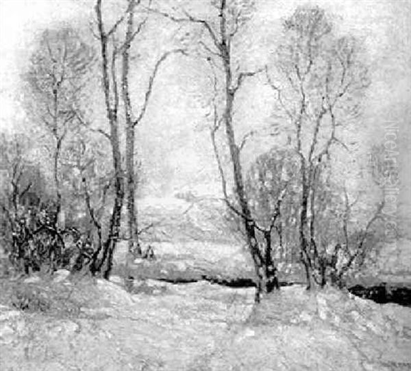 Snowy Landscape With Flowing Brook Oil Painting by Wilson Henry Irvine