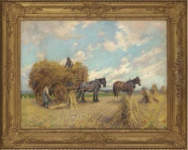 Harvesting The Hay Oil Painting by J. Thwaite Irving