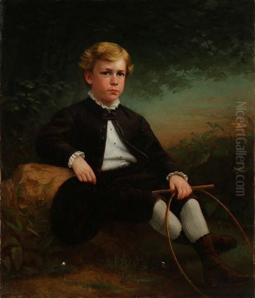 Portrait Of A Young Boy With A Hoop Oil Painting by Benoni Irwin