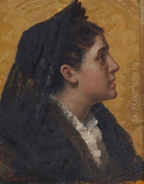 Profile Of A Woman Oil Painting by Benoni Irwin