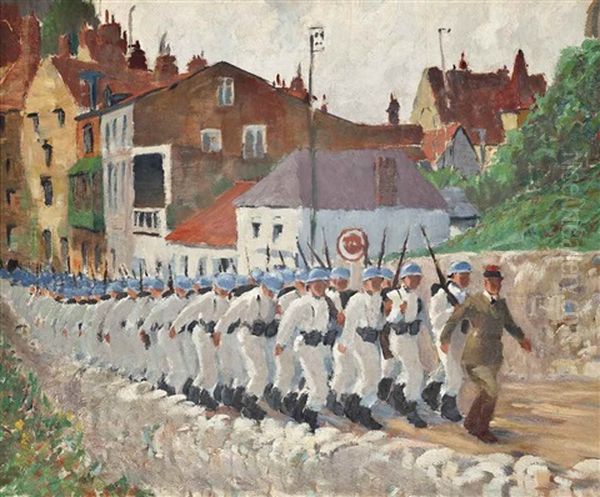 French Infantry Marching In Column Oil Painting by Greville Irwin