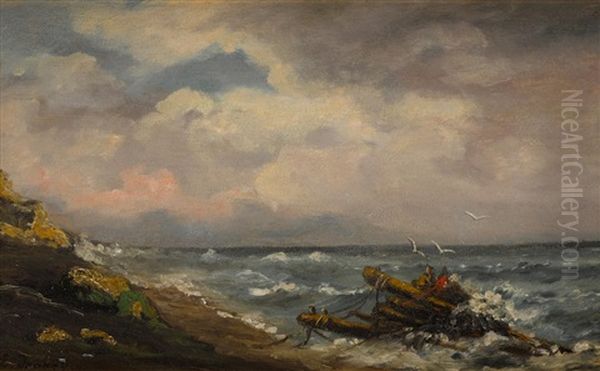 A View Along The Coast Oil Painting by Jean-Baptiste Isabey