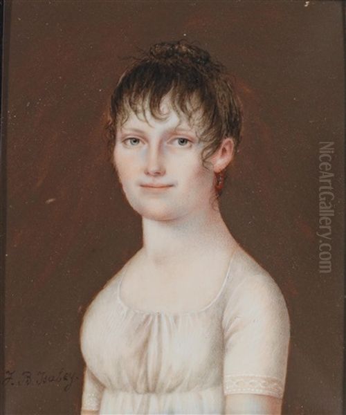 A Portrait Of A Young Woman With A Pony Oil Painting by Jean-Baptiste Isabey