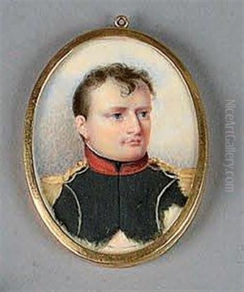 Portrait De L'empereur Napoleon Ier En Uniforme De Chasseur A Cheval De La Garde, En Buste, Tourne Vers La Droite Oil Painting by Jean-Baptiste Isabey