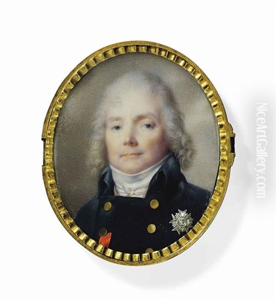 Charles Maurice De Talleyrand-perigord (1754-1838), In Blue Double-breasted Coat With Brass Buttons, White Stock, Wearing The Breast-star And Badge Of The Imperial French Order Of The Legion Of Honour Oil Painting by Jean-Baptiste Isabey