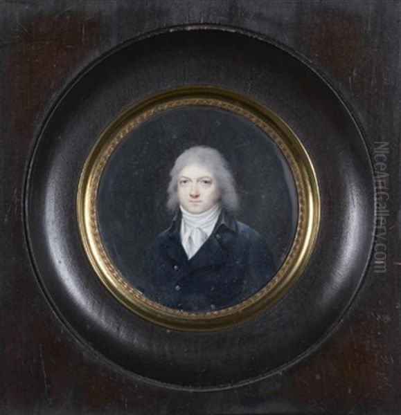 Portrait D'homme A La Redingote, Miniature Oil Painting by Jean-Baptiste Isabey