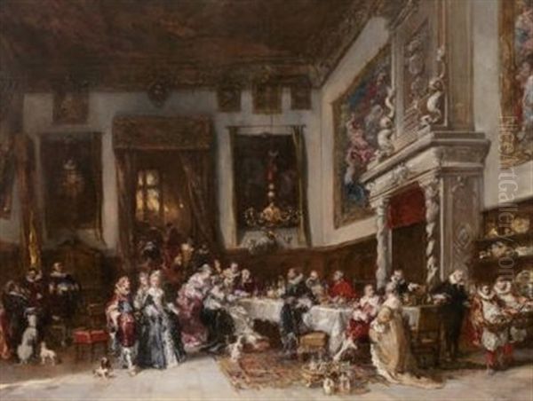 La Salle A Manger Oil Painting by Jean-Baptiste Isabey