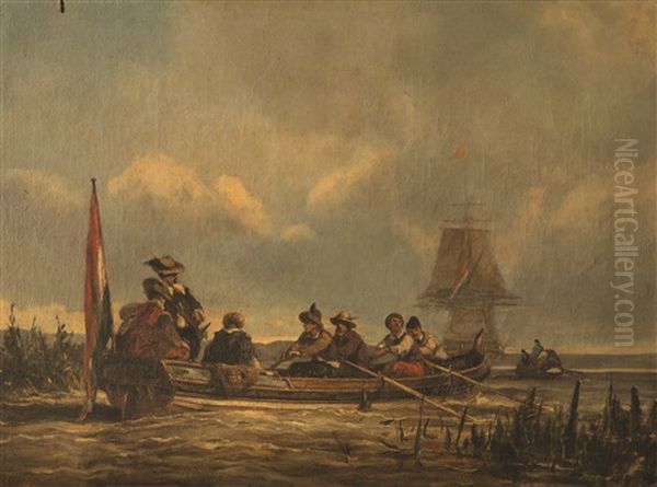 La Embarcacion Oil Painting by Louis-Gabriel-Eugene Isabey