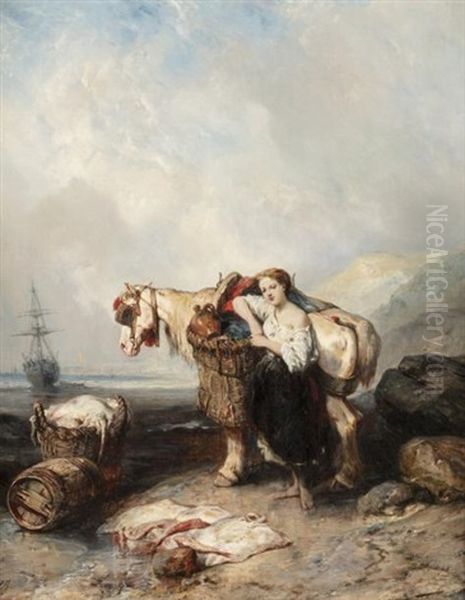 Retour De La Peche Oil Painting by Louis-Gabriel-Eugene Isabey