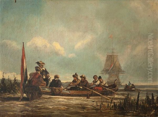 La Embarcacion Oil Painting by Louis-Gabriel-Eugene Isabey