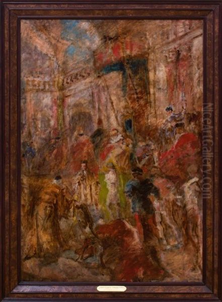 Audience Royale Oil Painting by Louis-Gabriel-Eugene Isabey