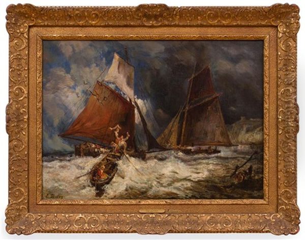 The Squall Oil Painting by Louis-Gabriel-Eugene Isabey