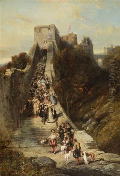 Procession Oil Painting by Louis-Gabriel-Eugene Isabey