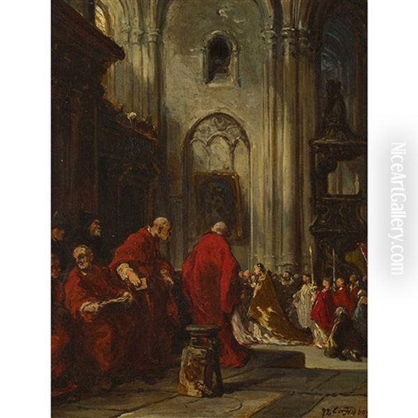 Der Gottesdienst by Louis-Gabriel-Eugene Isabey