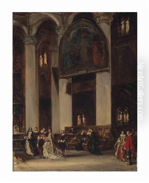 Interieur D'eglise by Louis-Gabriel-Eugene Isabey