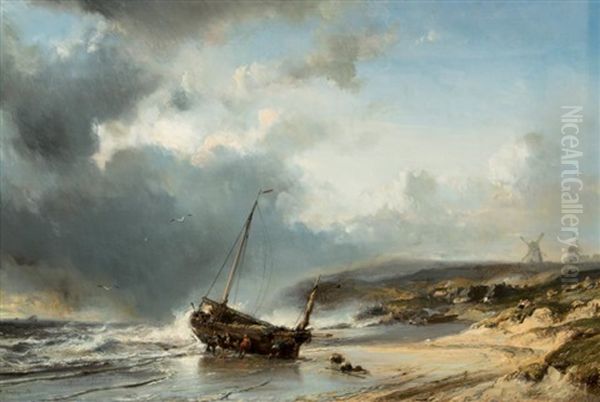 Naufrage Sur La Cote Normande Oil Painting by Louis-Gabriel-Eugene Isabey