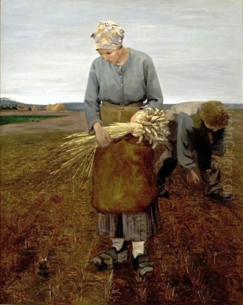 Gathering Grain Oil Painting by Albert Bartholome