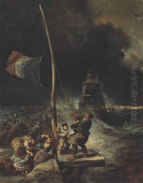 La Fanal Or Le Retour Du Drapeau Tricolore Oil Painting by Louis-Gabriel-Eugene Isabey