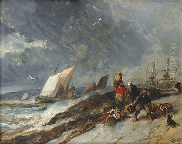 Retour De Peche Oil Painting by Louis-Gabriel-Eugene Isabey