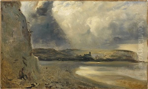 Les Falaises Du Treport Oil Painting by Louis-Gabriel-Eugene Isabey