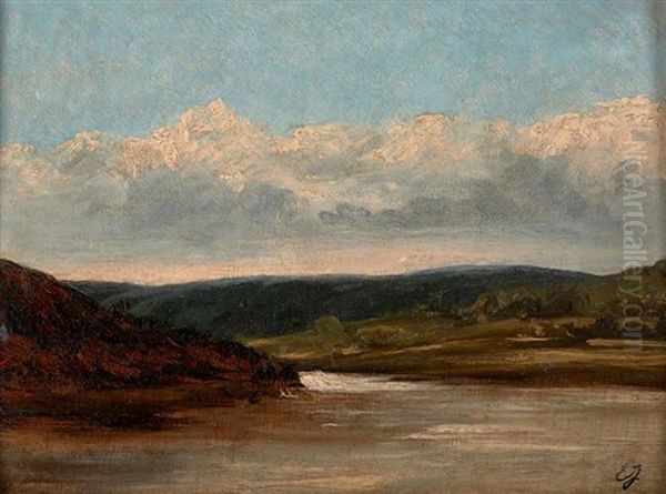 Riviere Et Collines Oil Painting by Louis-Gabriel-Eugene Isabey