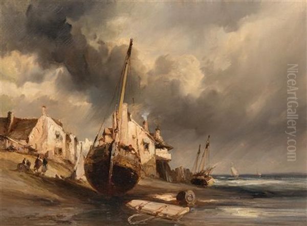 Harbor Scene Oil Painting by Louis-Gabriel-Eugene Isabey