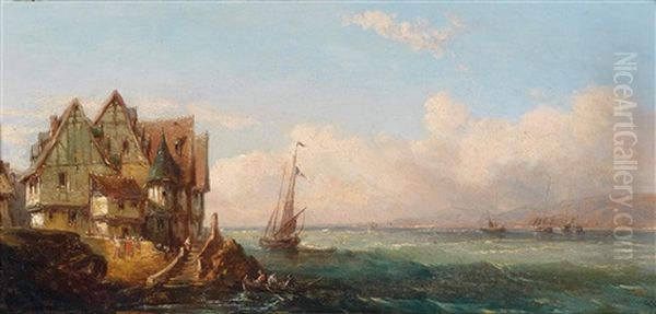 Fischerdorf Am Meer Oil Painting by Louis-Gabriel-Eugene Isabey