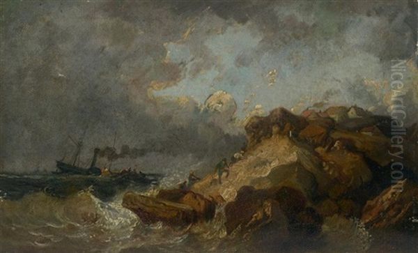 Tempete Oil Painting by Louis-Gabriel-Eugene Isabey