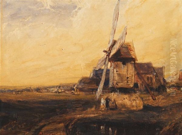 Alte Windmuhle Oil Painting by Louis-Gabriel-Eugene Isabey