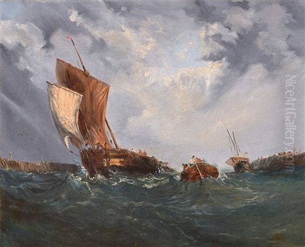 Marina Oil Painting by Louis-Gabriel-Eugene Isabey