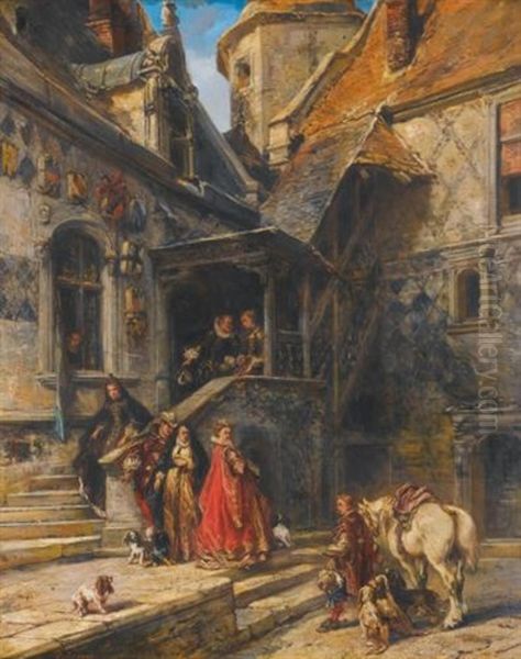 Scene D'inquisition Oil Painting by Louis-Gabriel-Eugene Isabey